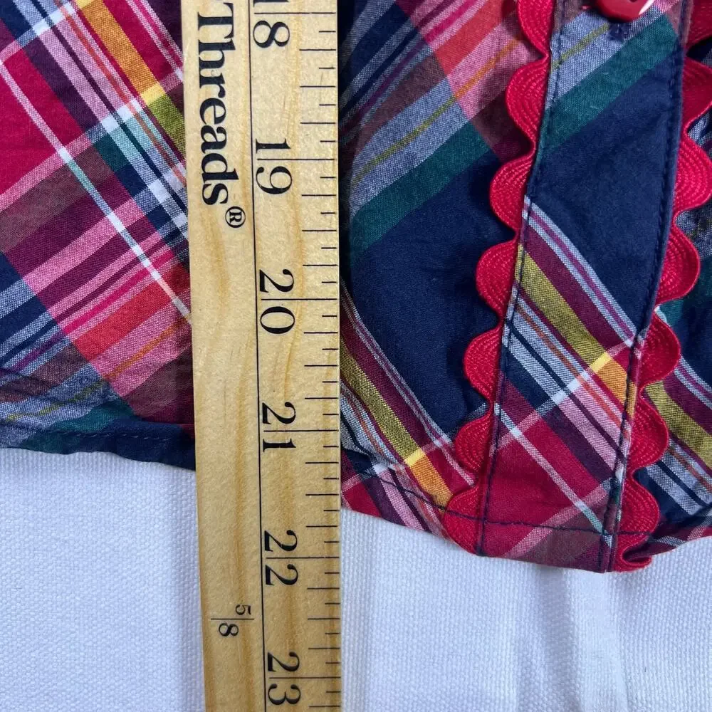 Gymboree Toddler Dress 4T Red Madras Plaid Apple Button Ruffle Cap Sleeve Cotton